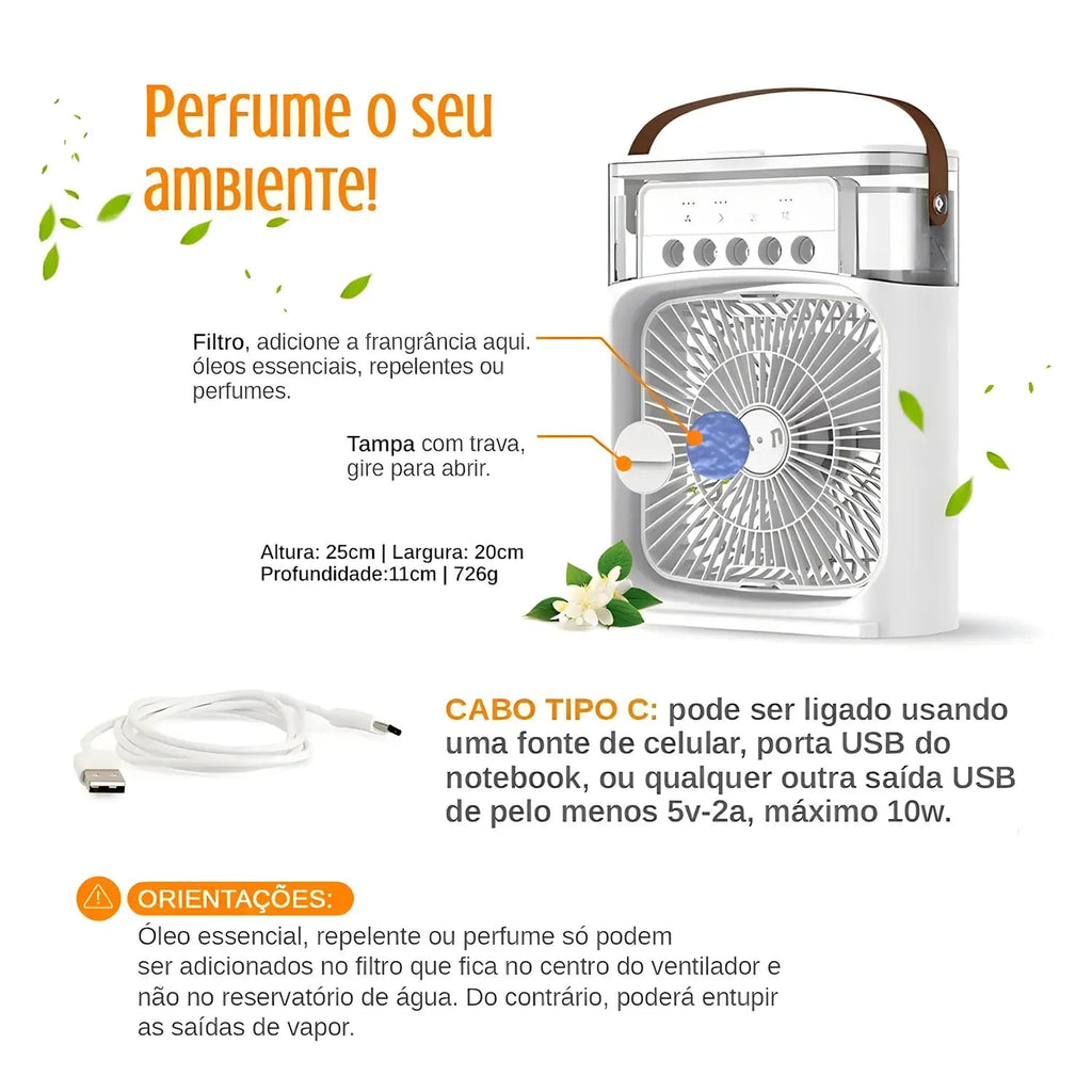 Premium Mini Air Conditioner Fan | USB Cooler with Mist & LED Light