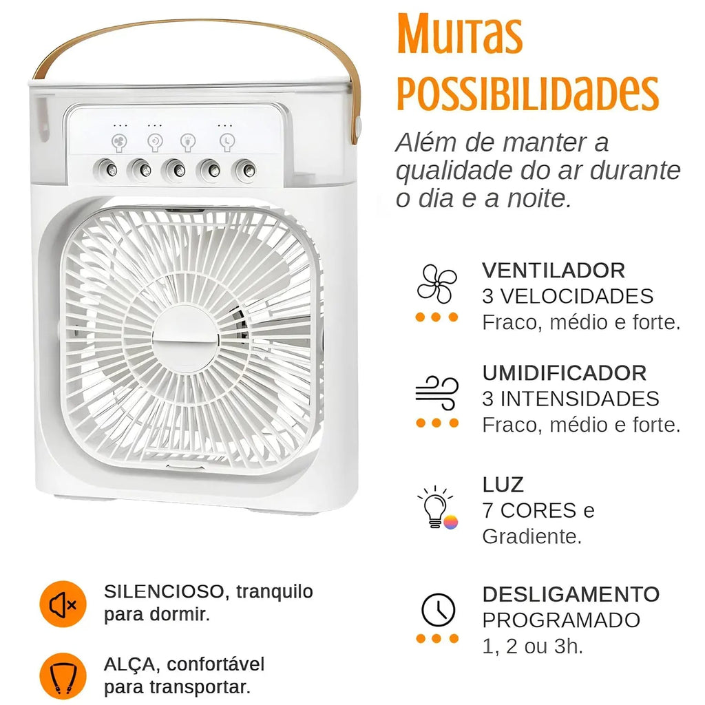 Premium Mini Air Conditioner Fan | USB Cooler with Mist & LED Light