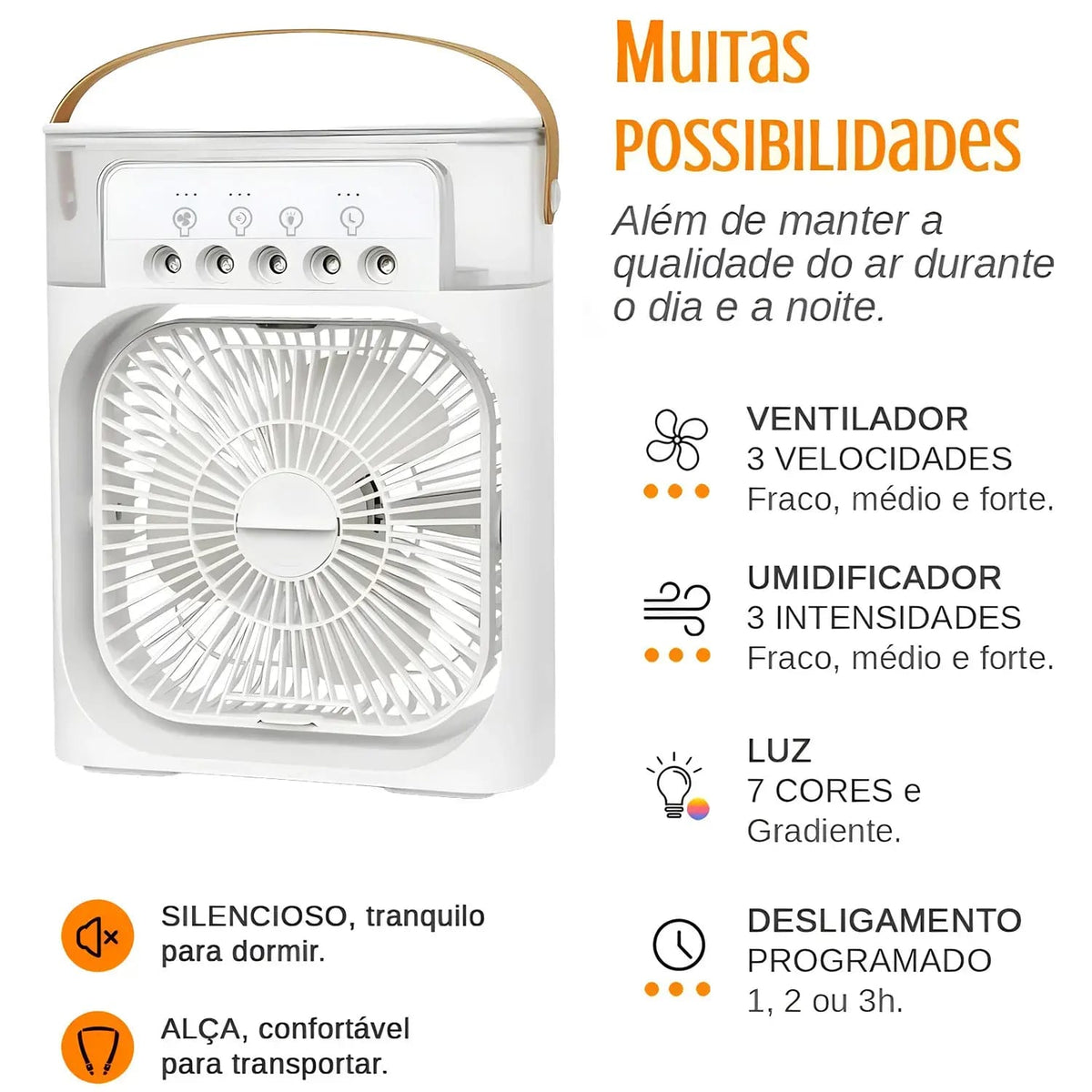 Premium Mini Air Conditioner Fan | USB Cooler with Mist & LED Light