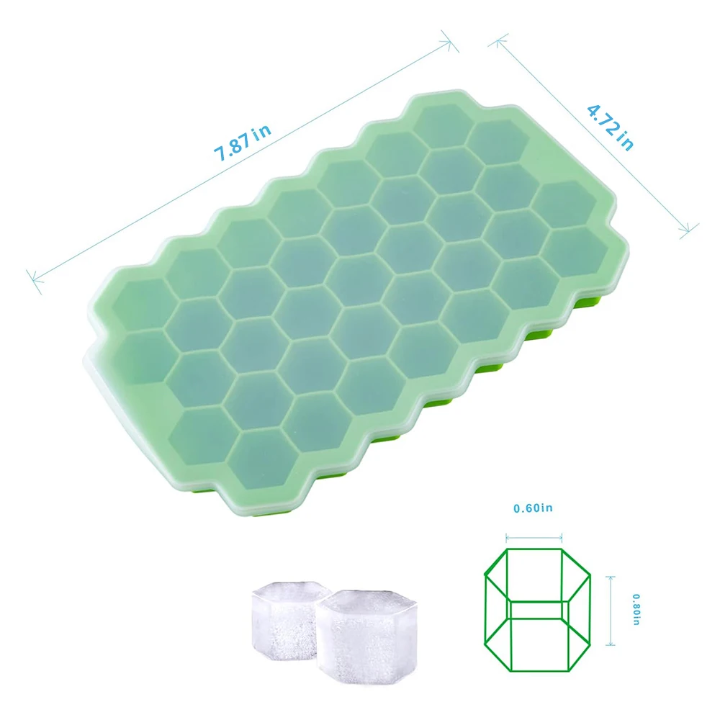 Honeycomb Silicone Ice Cube Tray with Lid – Easy Release Ice Mold