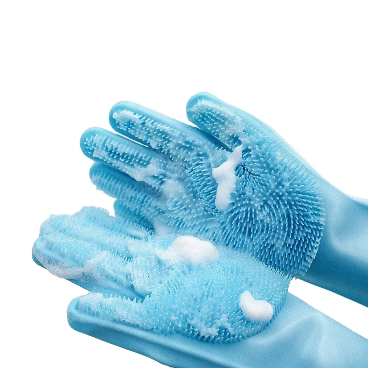 Magic Silicone Washing Gloves with Scrubber