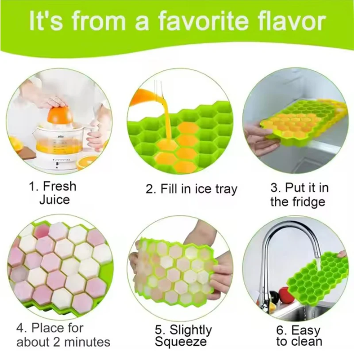 Honeycomb Silicone Ice Cube Tray with Lid – Easy Release Ice Mold