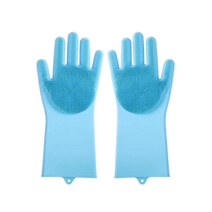 Magic Silicone Washing Gloves with Scrubber