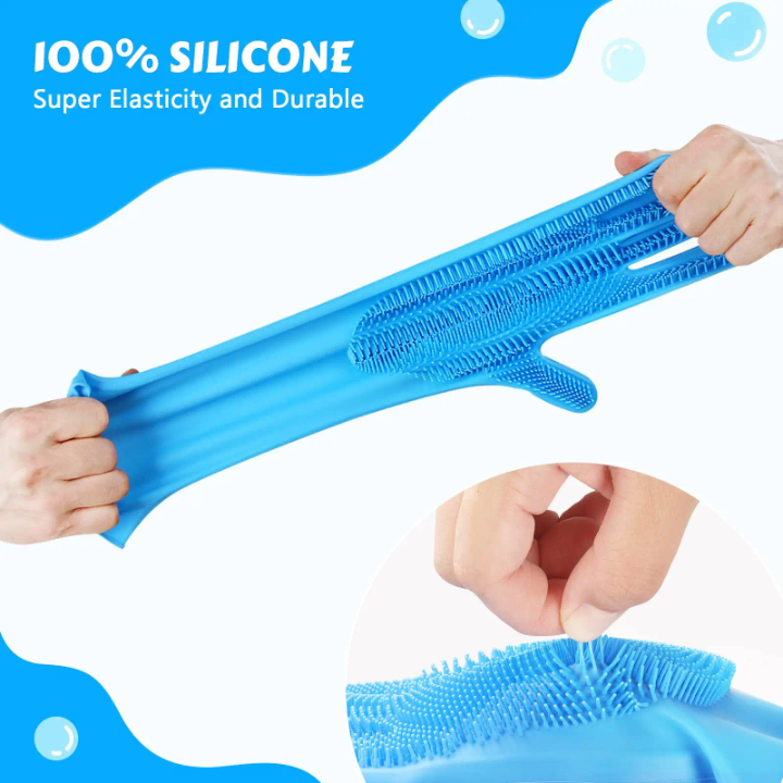 Magic Silicone Washing Gloves with Scrubber
