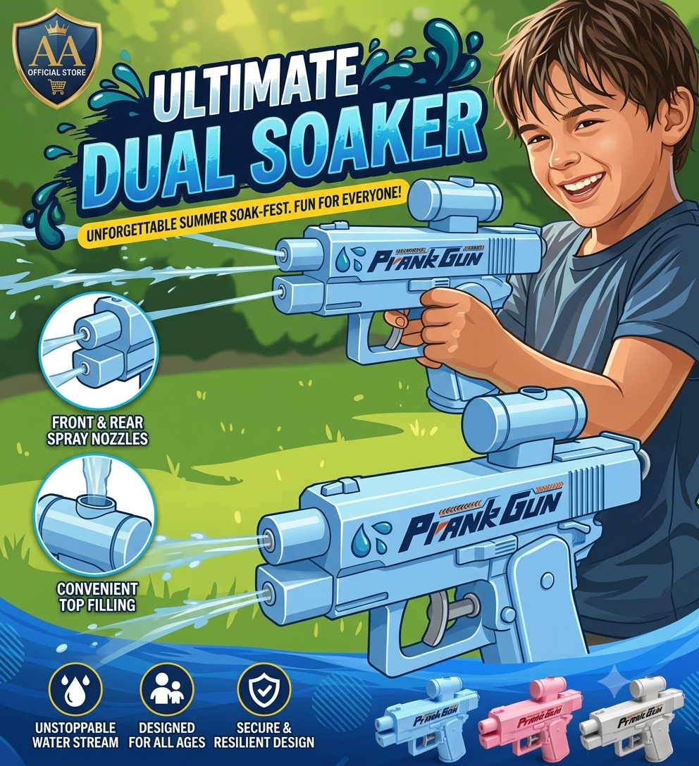 Prank Water Gun for Kids – Dual Nozzle Powerful Water Blaster Toy